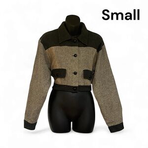 Casual Corner Black and Tan Bomber Jacket